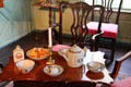 Tea service in parlor at Joseph Webb House. Wethersfield, CT.