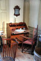 Desk & chairs in kitchen at Isaac Stevens House. Wethersfield, CT.
