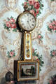 Banjo clock by A. Willard with painted romantic scene at Hurlbut-Dunham House. Wethersfield, CT.
