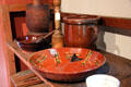 Redware & ceramic dishes at Thankful Arnold House. Haddam, CT.