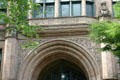 Lux et Veritas motto over Phelps Gate. New Haven, CT.