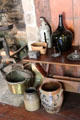 Lamps & stoneware crocks in kitchen at Denison Homestead Museum. Stonington, CT.