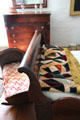 Quilts on sleigh bed & cradle in bedroom at Denison Homestead Museum. Stonington, CT.