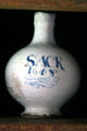 Stoneware bottle marked Sack 1648 at Joshua Hempstead House. New London, CT.