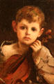 Boy with Violin painting attrib. to William Morris Hunt at Lyman Allyn Art Museum. New London, CT