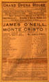 Monte Cristo playbill starring James O'Neill at Monte Cristo Cottage. New London, CT.