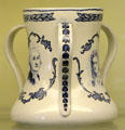Three-handled pitcher with images of George & Martha Washington at Monument House Museum. Groton, CT