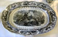 Antique Staffordshire plate with Caledonia Scottish Hunt Scene at Monument House Museum. Groton, CT.