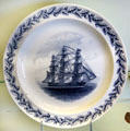 Wedgwood plate of whaling ship General Williams which sailed from New London at Monument House Museum. Groton, CT.