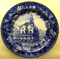 Wedgwood American View commemorative plate of Old State House in Boston at Monument House Museum. Groton, CT.