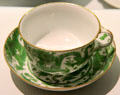 Chinese export teacup with green dragon pattern at Mattatuck Museum. Waterbury, CT.