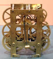 Brass clock movement by Waterbury Clock Co. at Mattatuck Museum. Waterbury, CT.