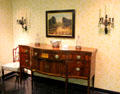 Bow front sideboard with inlay at Judson House. Stratford, CT.
