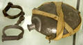 Civil War handcuffs & tin canteen with canvass shoulder strap at Judson House. Stratford, CT.