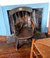 Armchair with stenciled back at Danbury Museum & Historical Society. Danbury, CT.