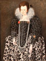 Portrait of woman, possibly Mary Clopton of Kentwell Hall, Suffolk, portrait by Robert Peake the Elder at Yale Center for British Art. New Haven, CT.