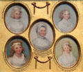 Miniature portraits of Harriet Wadsworth, Faith Trumbull, Mrs. Jonathan Trumbull, Sr., Catherine Wadsworth & Mary Julia Seymour by John Trumbull at Yale University Art Gallery. New Haven, CT.