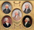 Miniature portraits of Henry Laurens, John Jay, John Adams, George Hammond, & William Temple Franklin by John Trumbull done in preparation for his Treaty of Paris painting at Yale University Art Gallery. New Haven, CT.