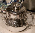 Silver covered caudle cup by John Coney of Boston at Yale University Art Gallery. New Haven, CT
