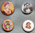 Columbus-themed pin-back buttons at Knights of Columbus Museum. New Haven, CT.