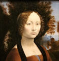 Ginevra de' Benci painting by Leonardo da Vinci of Florence at National Gallery of Art. Washington, DC.