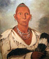 Black Hawk, war leader of Sauk tribe portrait paintings by George Catlin at Smithsonian American Art Museum. Washington, DC.