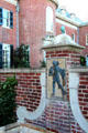 Star Garden wall with plaque of Aquarius at Dumbarton Oaks. Washington, DC.