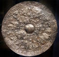 Chimú silver embossed disk from Peru at Dumbarton Oaks Museum. Washington, DC.
