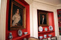 Painted portraits & porcelain in Michigan period library at DAR Memorial Continental Hall. Washington, DC.