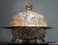 Silver covered butter dish by Samuel Kirk & Son, Baltimore, MD at DAR Memorial Continental Hall Museum. Washington, DC