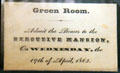 Lincoln funeral admission ticked to the Executive Mansion for at House Where Lincoln Died. Washington, DC.