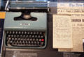 Olivetti portable typewriter used by New York Times reporter to chronicle civil rights era at Newseum. Washington, DC.