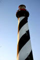 Black spiral stripe & red top identify St. Augustine Lighthouse during the day. St Augustine, FL