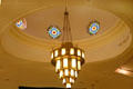 Art Deco lamp hangs from dome in Jewish Museum of Florida. Miami Beach, FL.