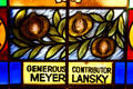 Stained-glass window contributed by gangster Meyer Lansky to Synagogue which is now Jewish Museum of Florida. Miami Beach, FL.