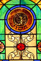 Scorpio stained-glass Zodiac window in Jewish Museum of Florida. Miami Beach, FL.