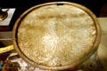 Engraved gold platter recovered from Spanish ship wreck off Florida at Historical Museum of Southern Florida. Miami, FL.