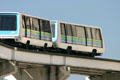Miami Metromover people mover car on elevated curve. Miami, FL