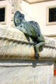 Sculpted frog climbs on fountain at Vizcaya Gardens. Miami, FL.
