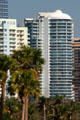 Blue highrise condo near Vizcaya Museum & Gardens. Miami, FL.