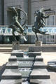 Fountain cascades through Ballet Olympia sculptures at SunTrust Plaza. Atlanta, GA.