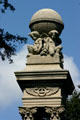 Top of Monument to William Washington Gordon with winged iron rail wheels. Savannah, GA.