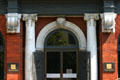 Carved marble portal of Wachovia Bank. Savannah, GA.