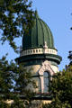 Habersham Hall onion-shaped dome overlooks Colonial Park. Savannah, GA.