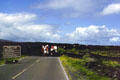 Trekkers traverse lava at road's end in Volcanoes National Park. Big Island of Hawaii, HI.
