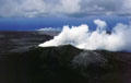 Smoke from a volcano seen from air over Volcanoes National Park. Big Island of Hawaii, HI.