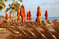 Orange umbrellas of Sheraton Waikiki Hotel