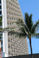 Balcony pattern of Kealohilani Tower with Royal Palm. Waikiki, HI.