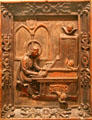 Philippine wood carving of St Cecilia Playing an Organ at Honolulu Academy of Arts. Honolulu, HI.