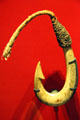 Bone fishhook for sharks at Bishop Museum. Honolulu, HI.